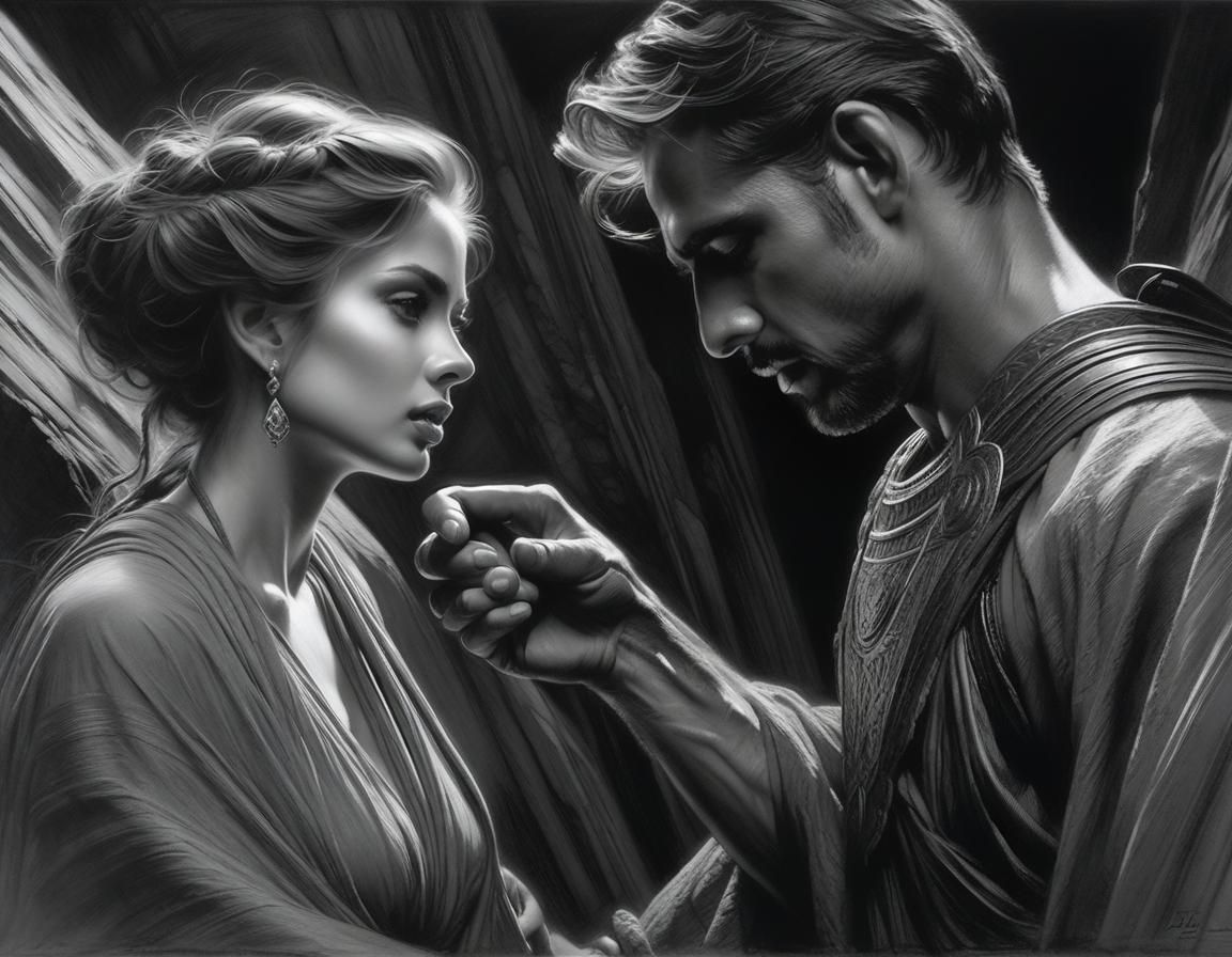 Grayscale Portrait: Helping Hand on Mountain