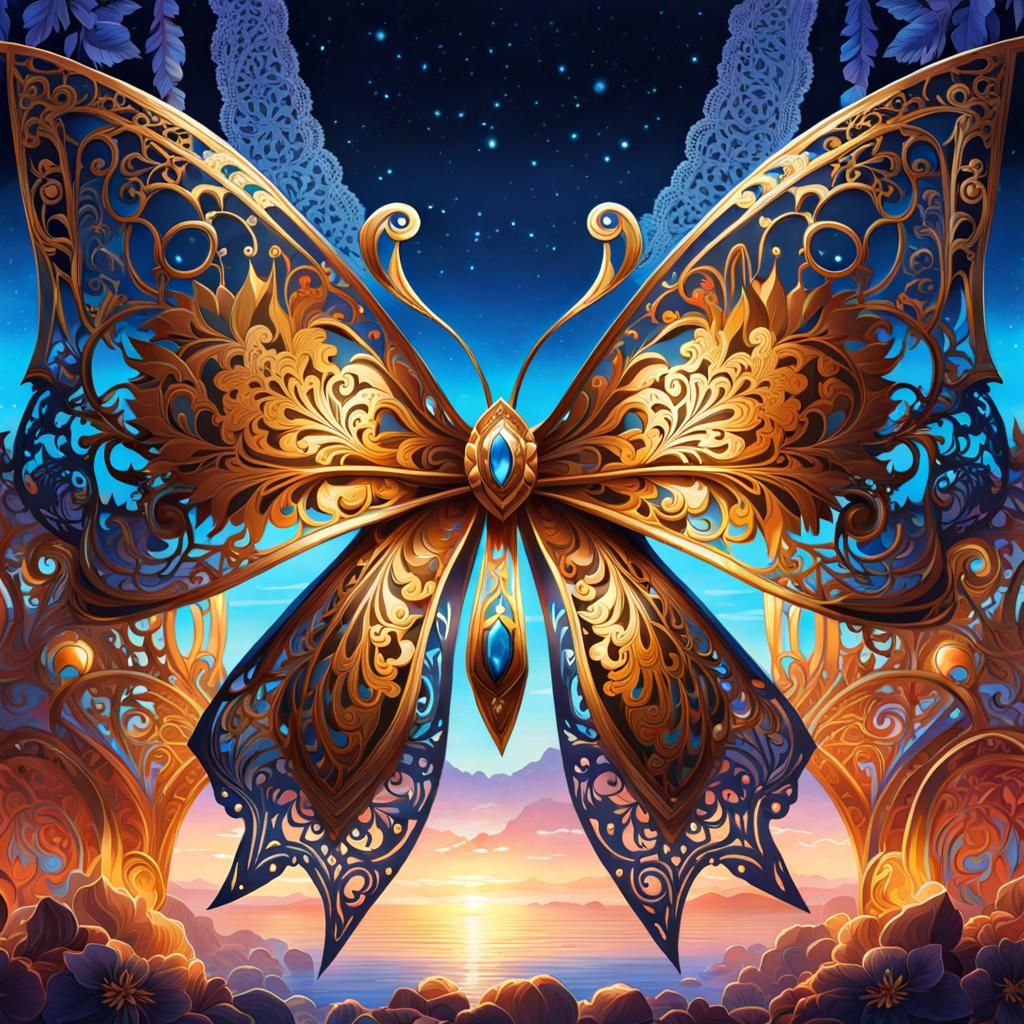 Filigree Lace Bow on Vibrant Backdrop