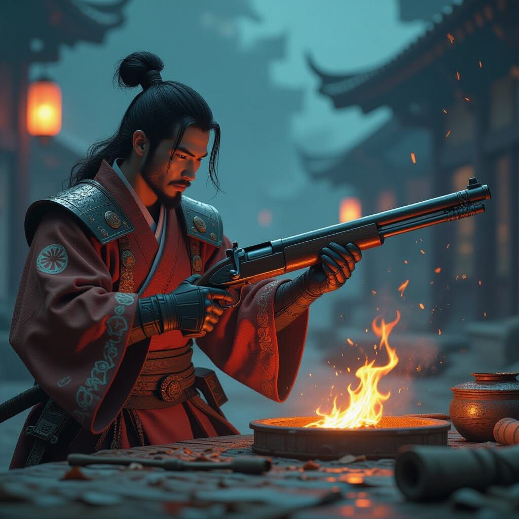 Medieval Japan: Rudimentary Muskets Forged