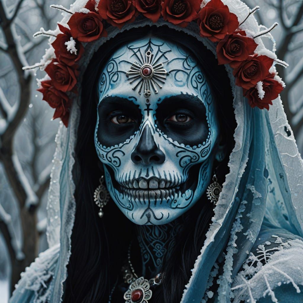 Santa Muerte in Frosty Winter