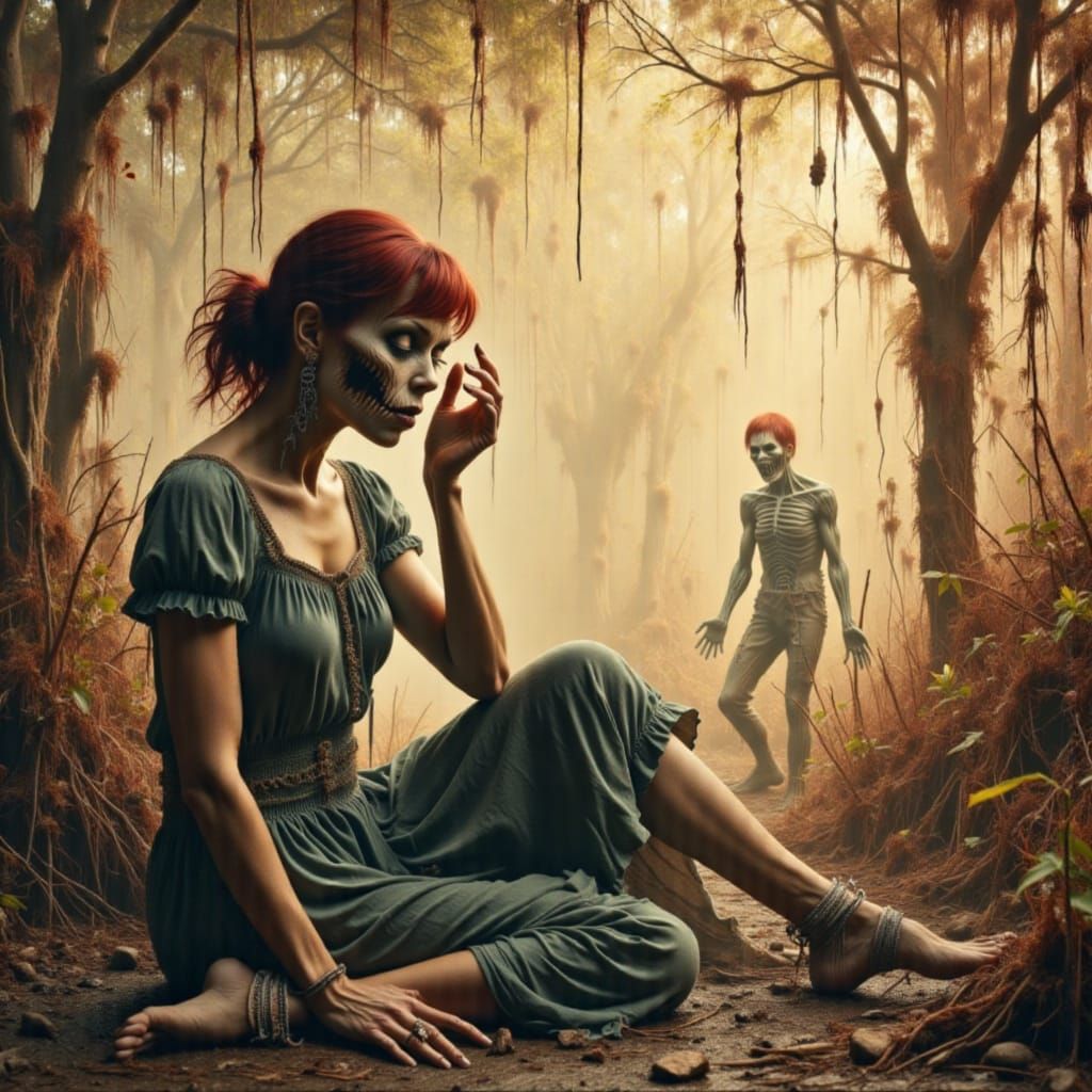 Zombie Figure in Mixed Media Style