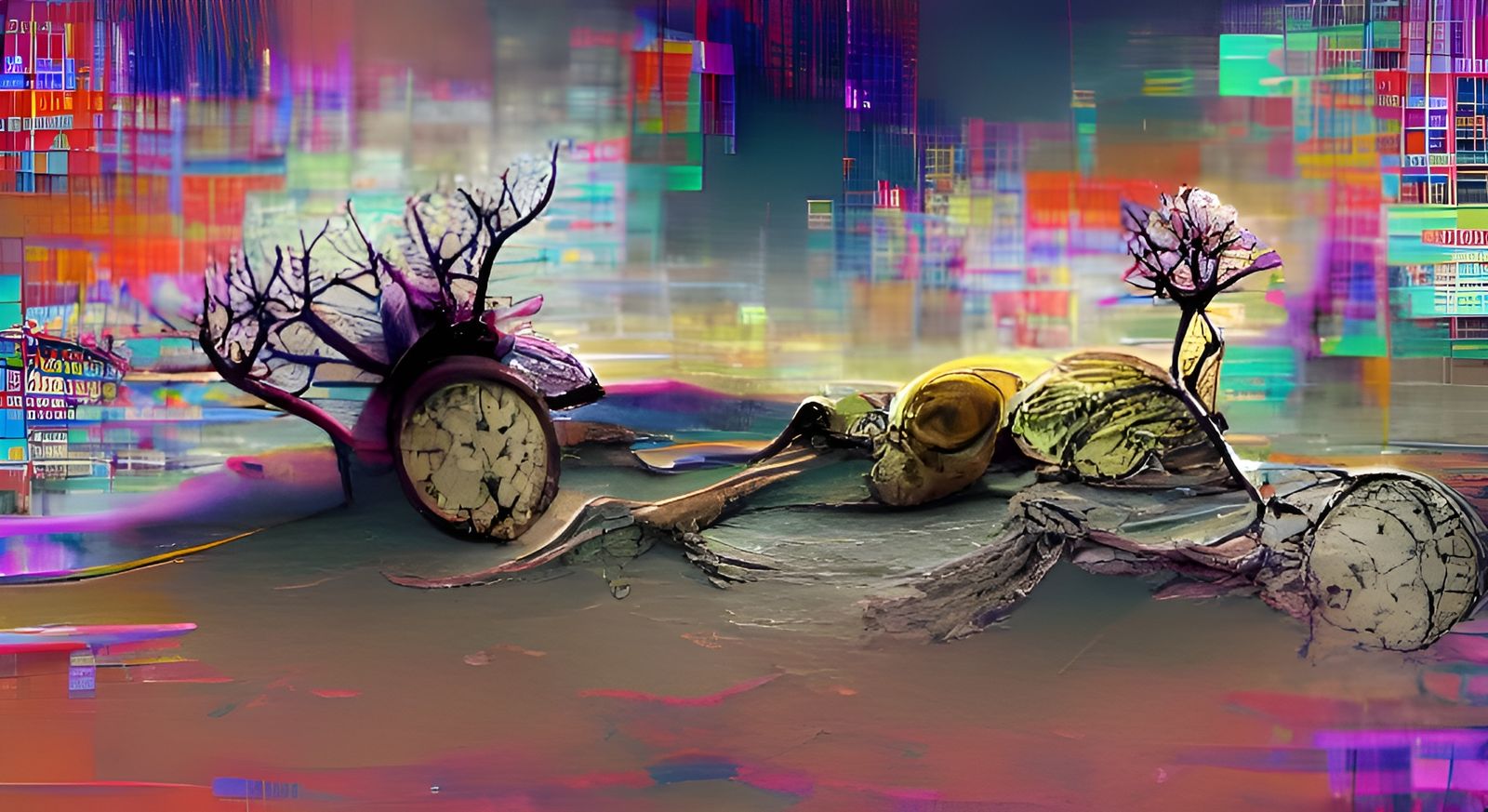 Broken Simulation Glitch Art on Monitor