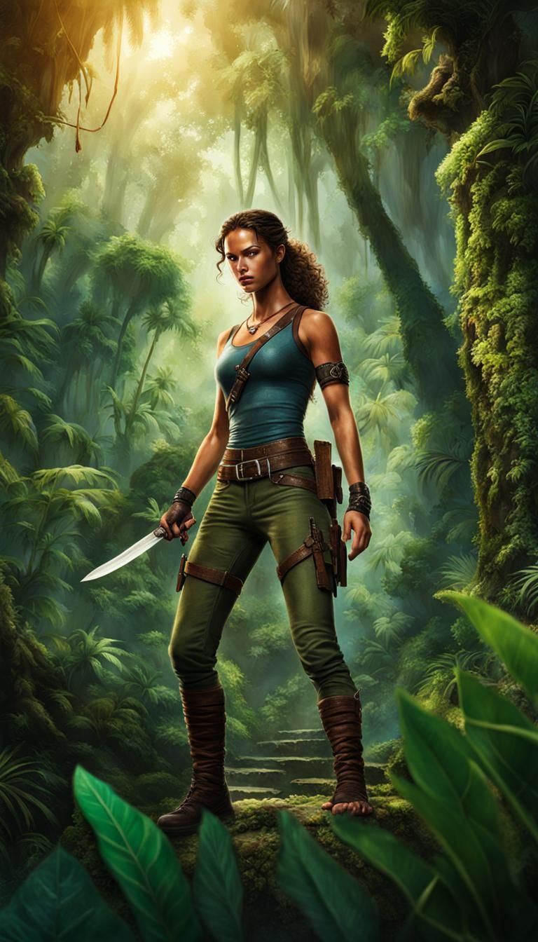 Medieval Lara Croft in a Magic Jungle