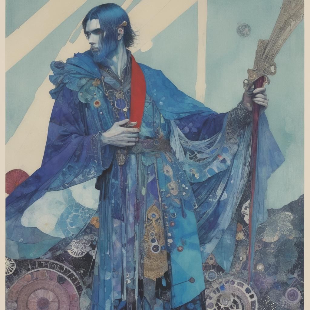 Ornate Warrior Portrait in Art Nouveau Style