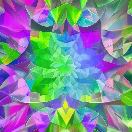 Frosted Leaves with Crystal Shards in 3D Gemstone Mosaic