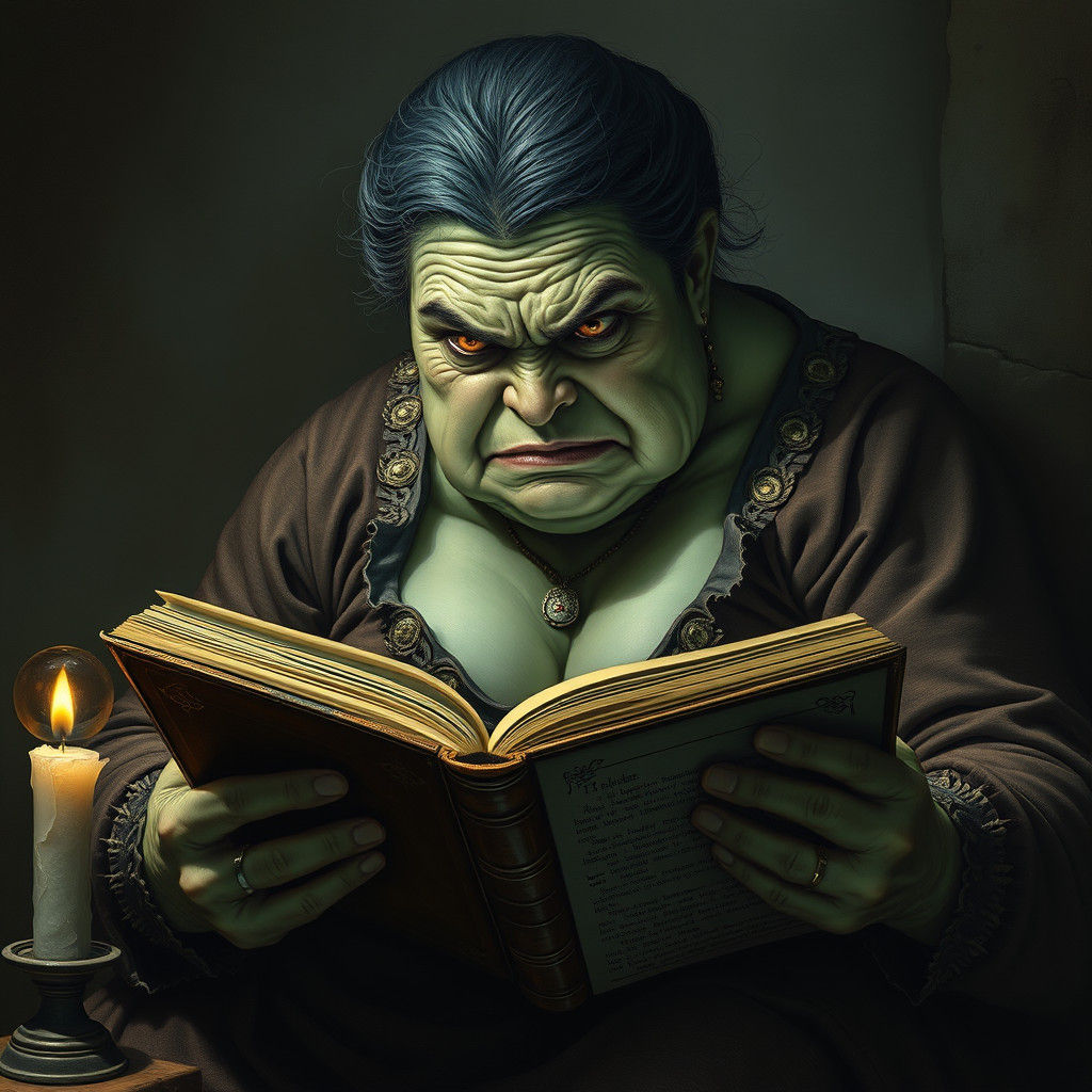 Woman Reading Book in Dark Moody Style