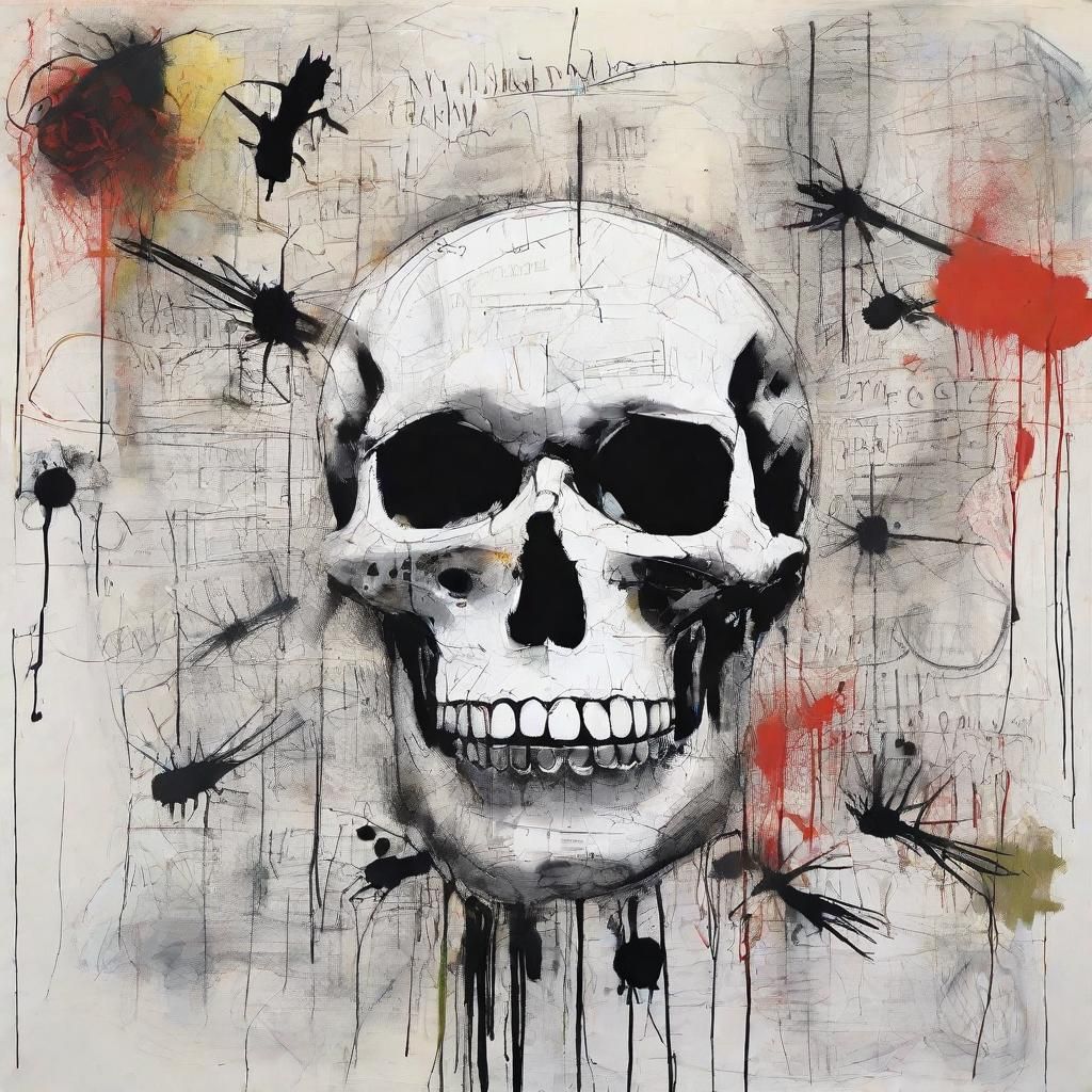 Contrasting Skulls in Neo-Expressionist Style