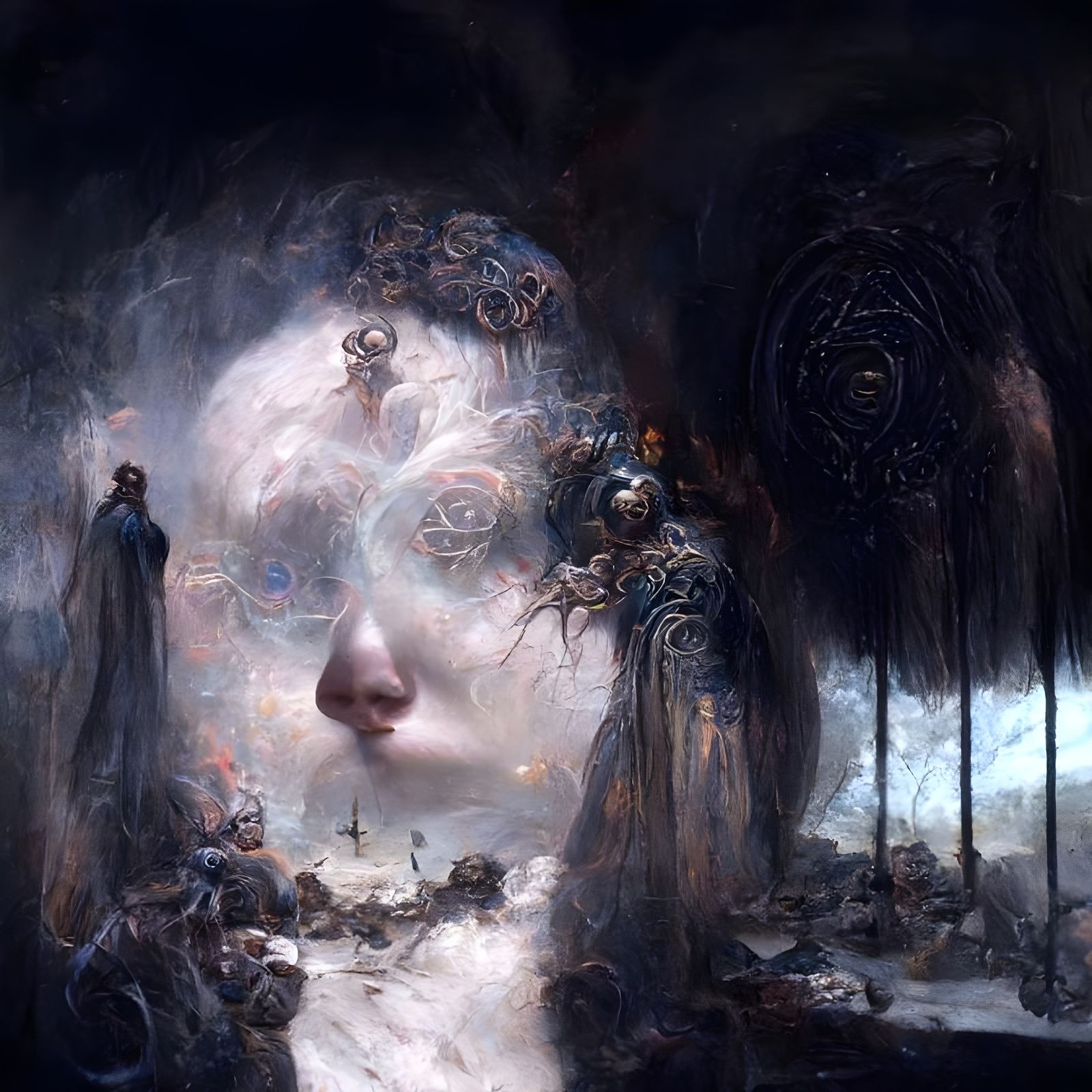 Haunted Prophetess: A Grotesque Horror Portrait