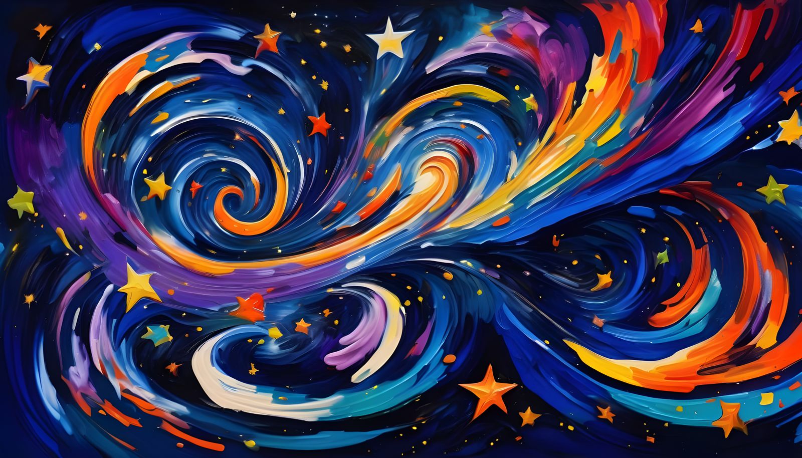 Surreal Cosmos: Deep 3D Maelstroms of Impasto Stars