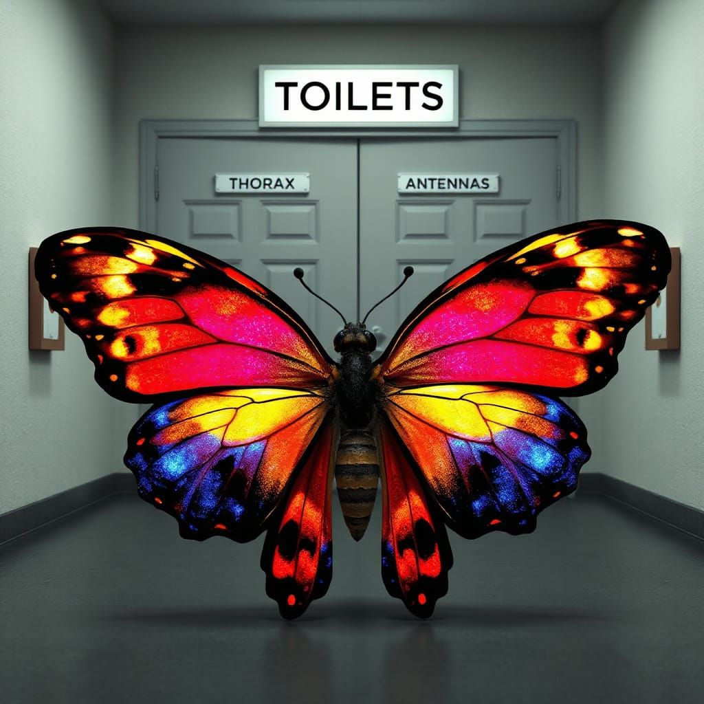 Butterfly Confused by Funny Toilet Signs