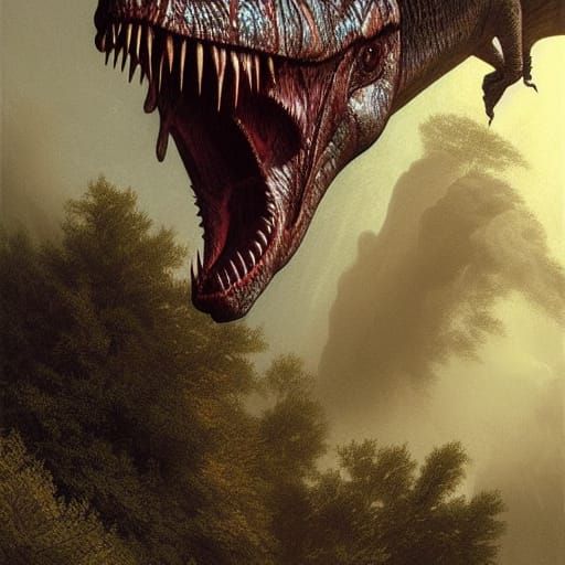 Horrific Dinosaurs with Eyeballs, Doré-Rutkowski Style