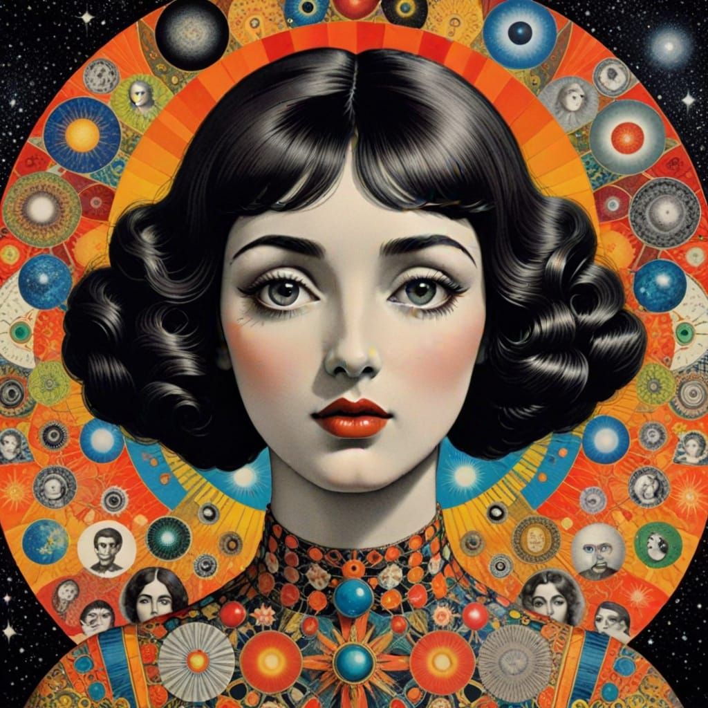 Psychedelic Pilgrim Soul in Vintage Fornasetti Style