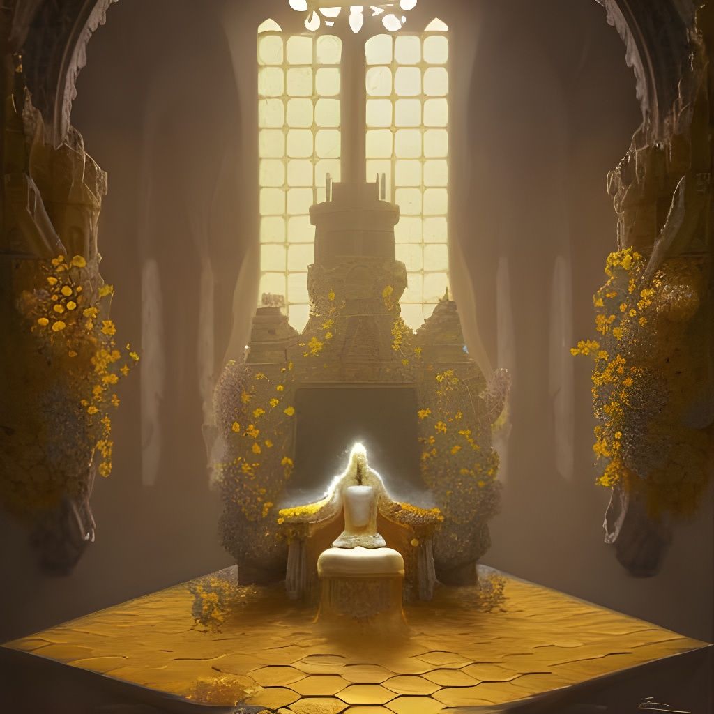 Honeycomb Castle Throne Room: Detailed Digital Art