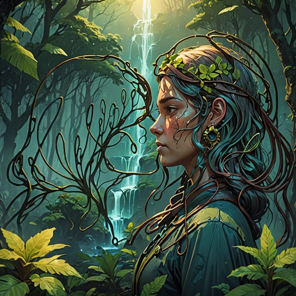 Ethereal Woman in Mystical Forest