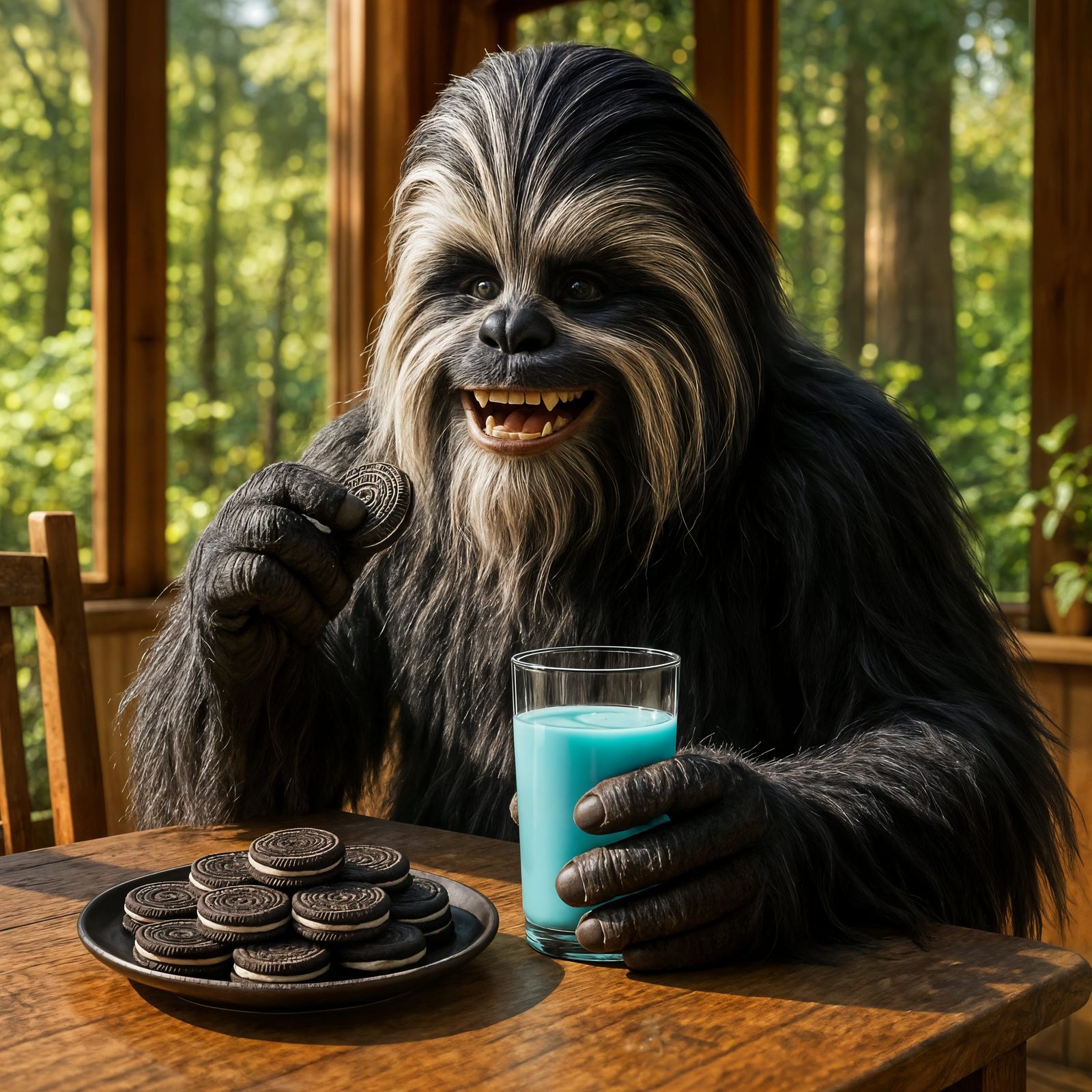 Happy Wookiee Enjoys Oreos, Detailed CGI Render