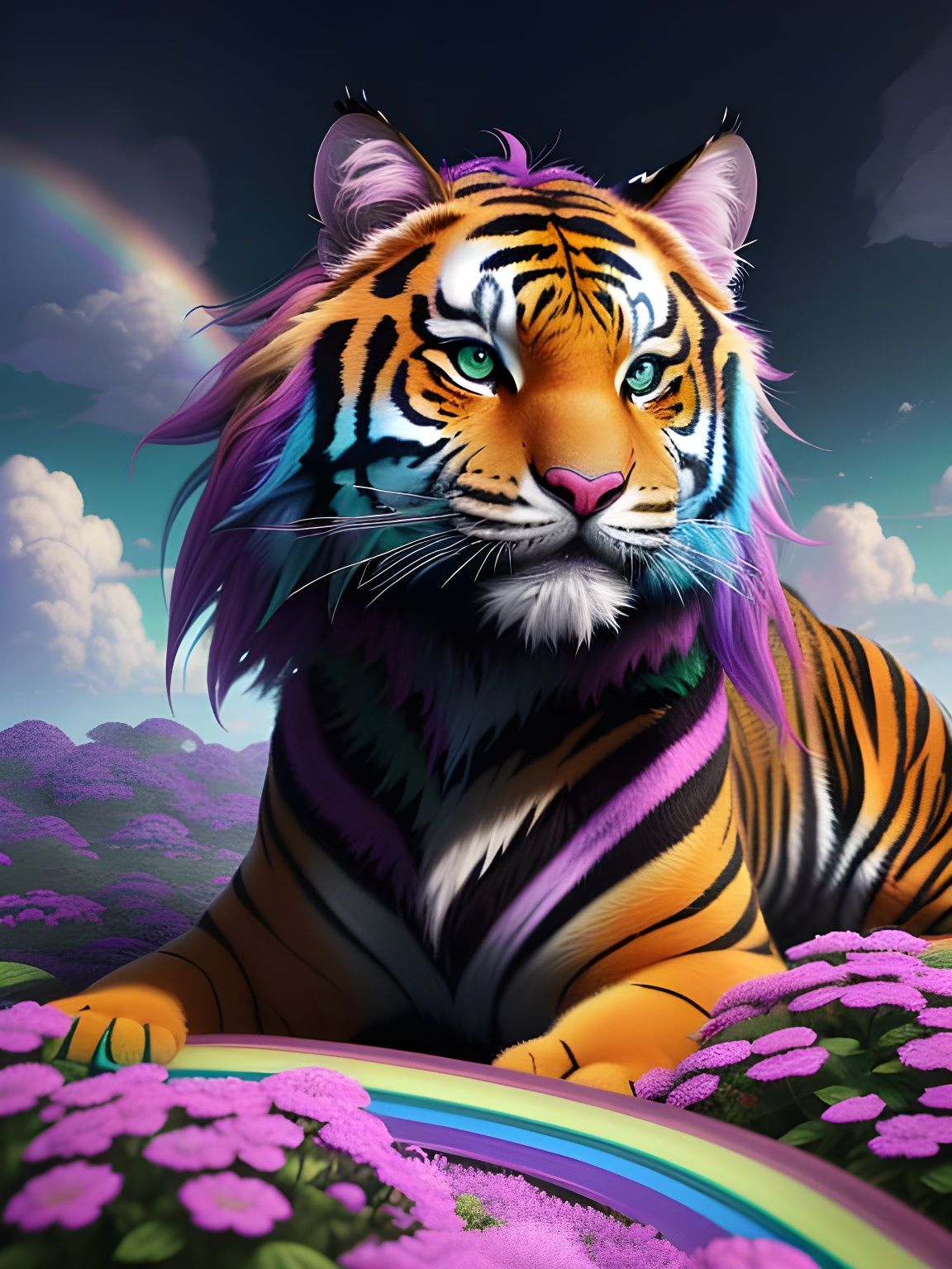 Whimsical Tiger in a Surreal Dreamscape