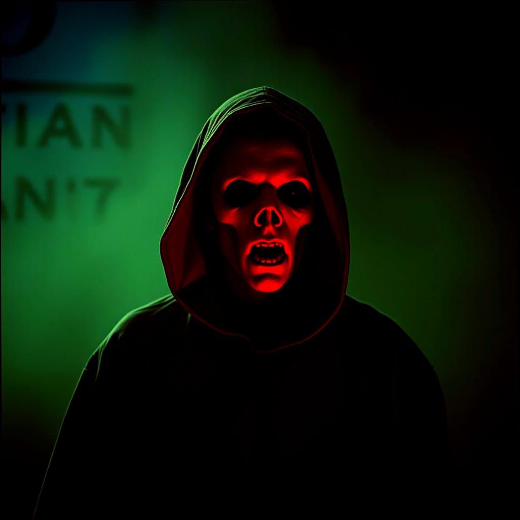 Dramatic Film Still of Horror Character Sam