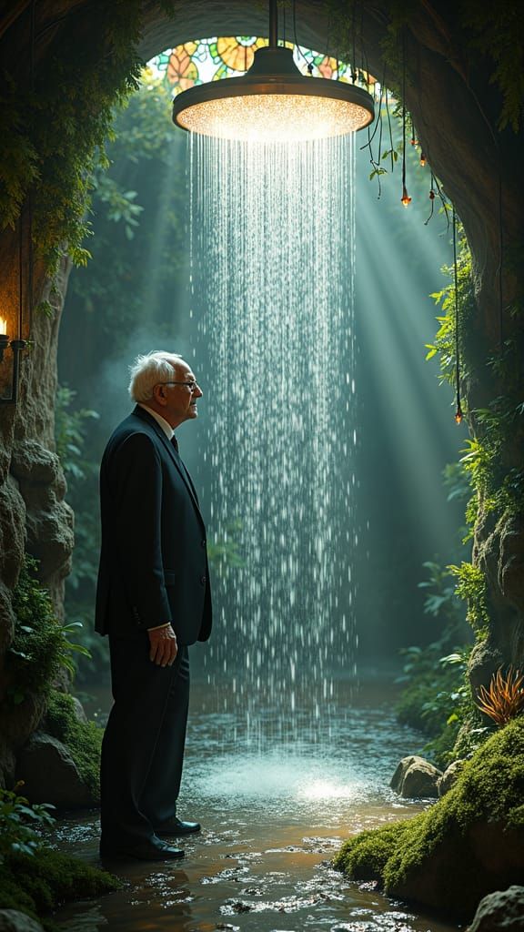 Bernie Sanders in Mystical Forest Shower