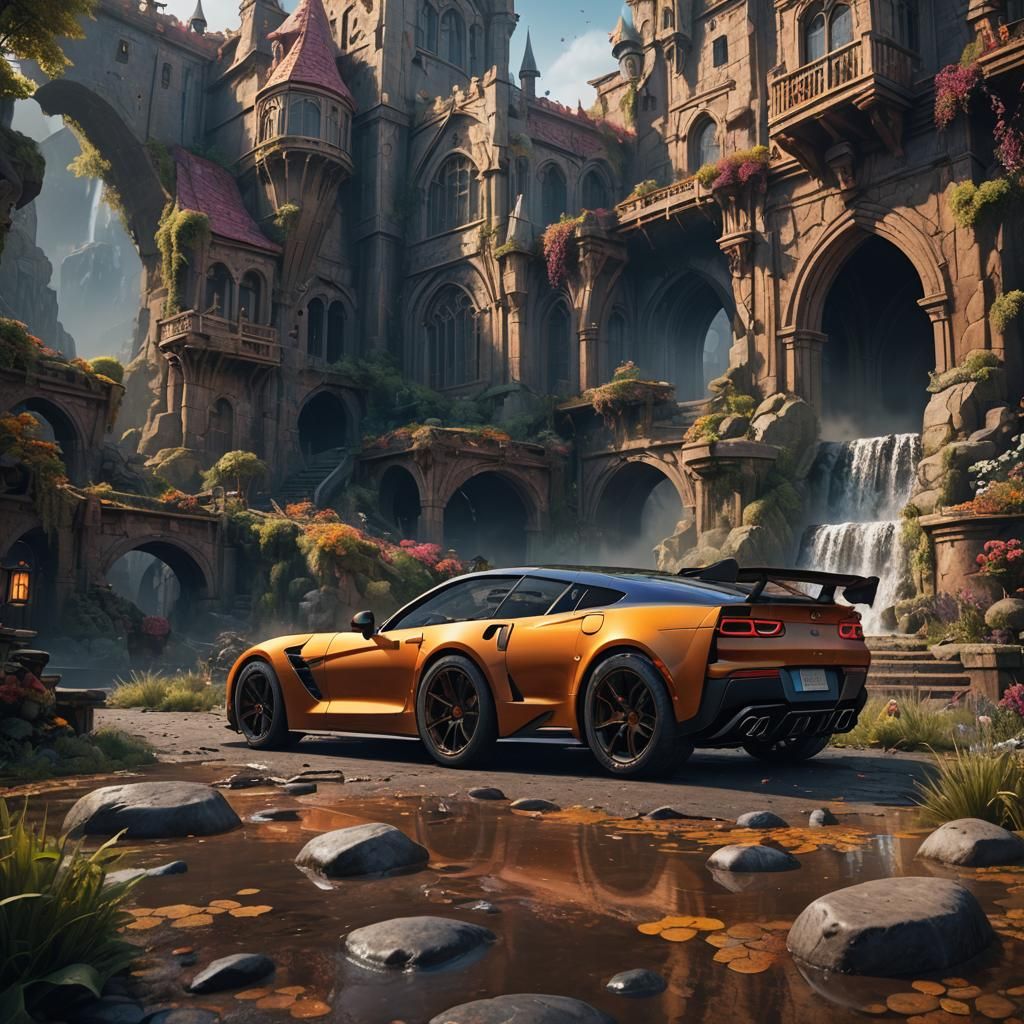 Detailed Matte Painting of a Corvette C7 Car