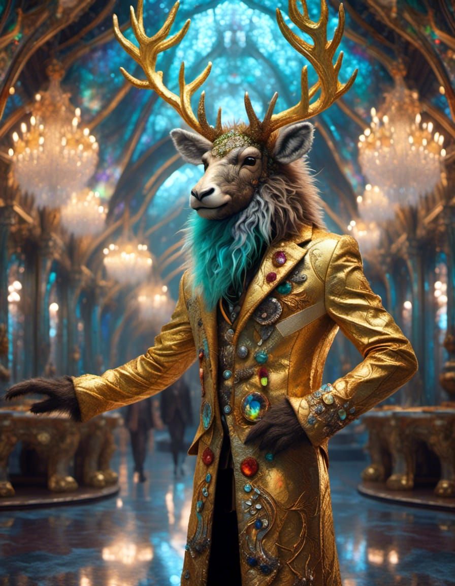 Futuristic Stag Furry in Rococo Outfit