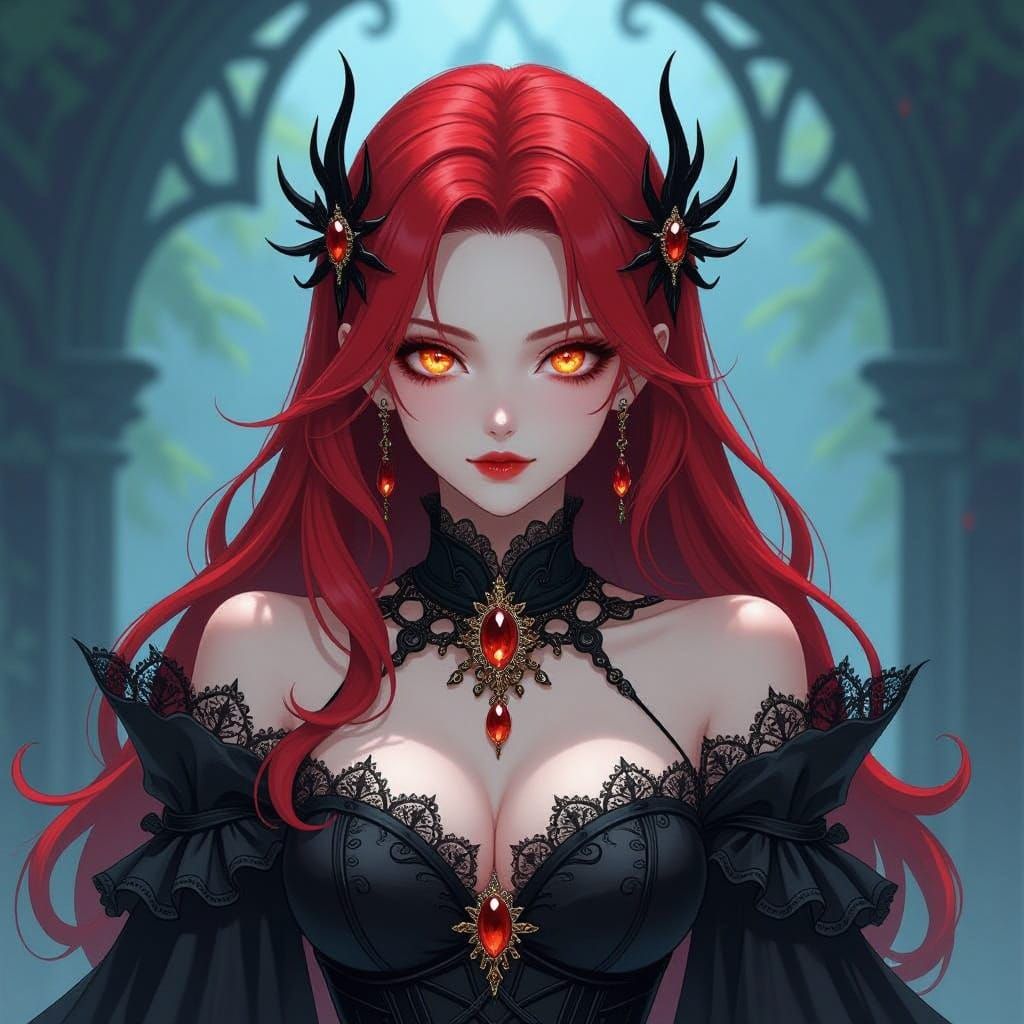 Anime Vampire Queen in Gothic Majesty
