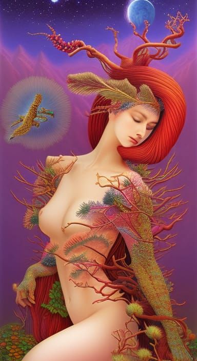 Winged Figure in Sunset Exposure, Digital Art