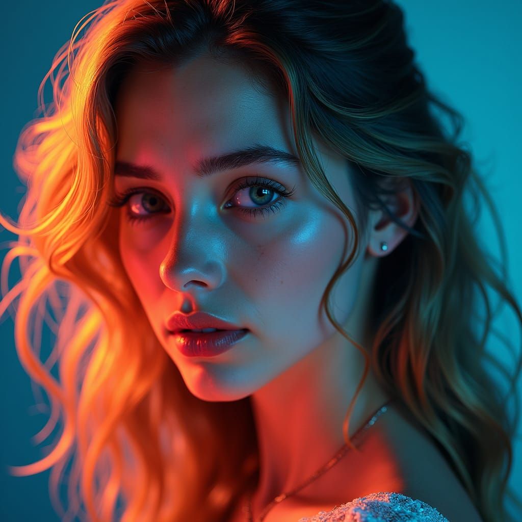 Captivating Portrait with Dramatic Lighting in Digital Art S...