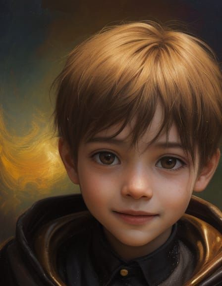 Surreal Boy's Eerie Smile: An Abstract Expressionism Portrai...