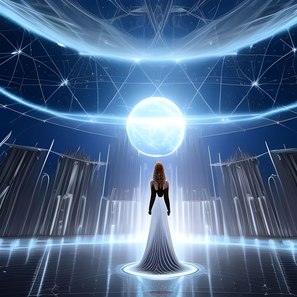 Woman in Gothic Dress at Sci-Fi Temple