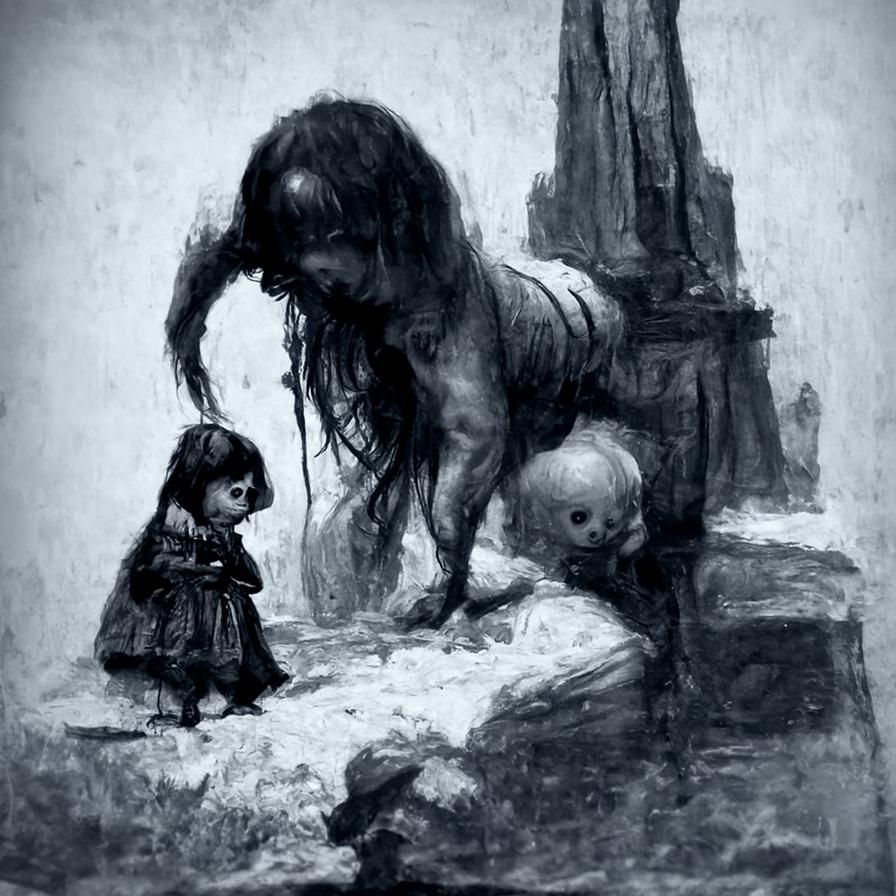 Horror Art: Little Girl in Doré and Rutkowski Style