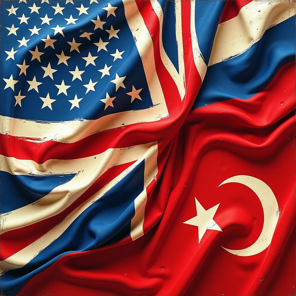 Intertwined National Flags Collage in Pop Art Style