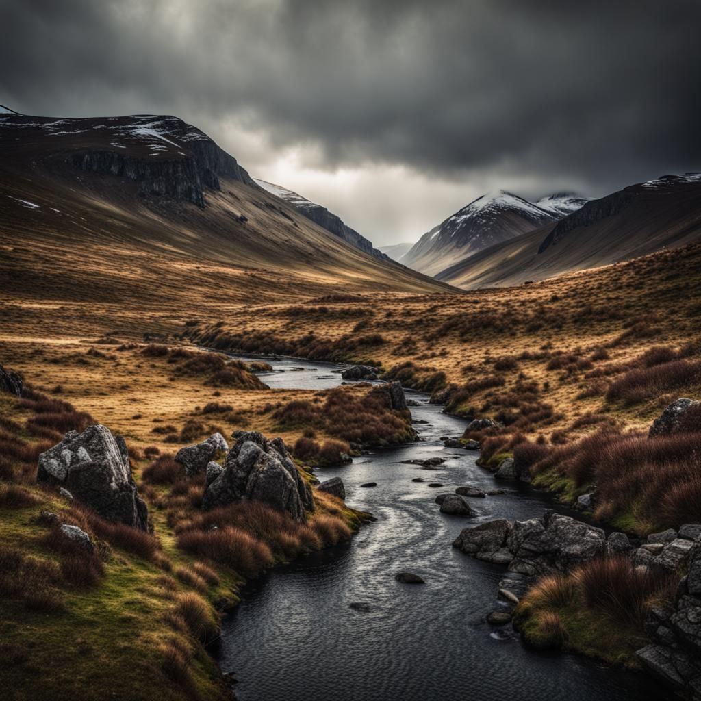 Hyperrealistic Scottish Highlands Landscape in HDR