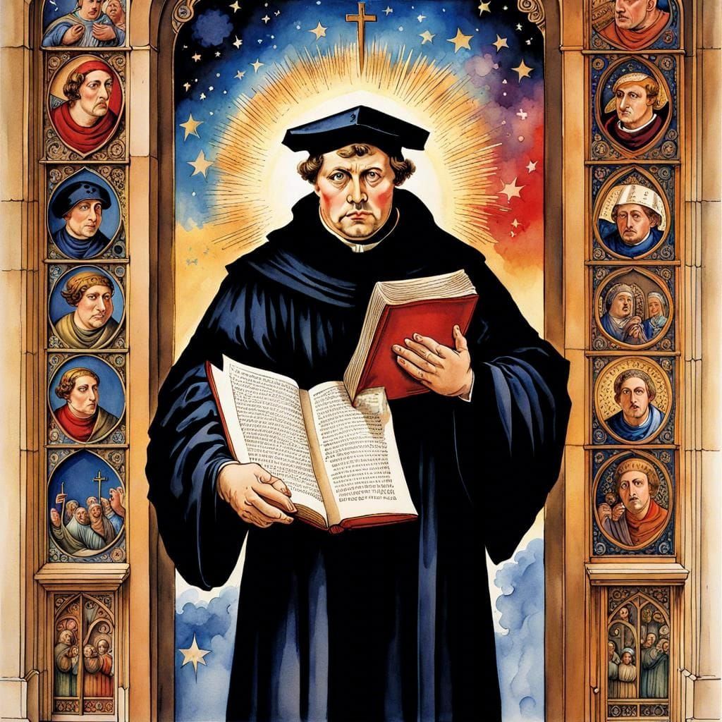 Luther's Theses: Dynamic Watercolor Poster Art