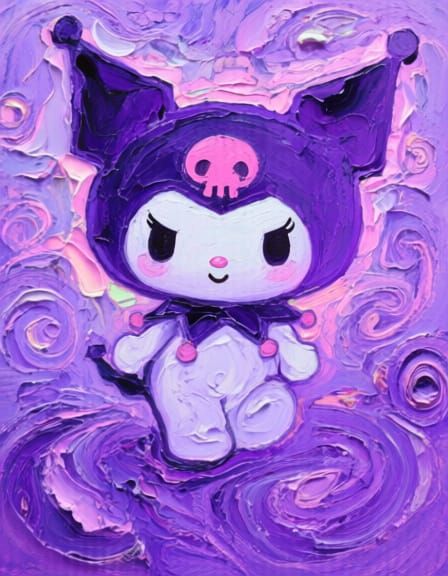 Kuromi and My Melody Art as Impasto Painting