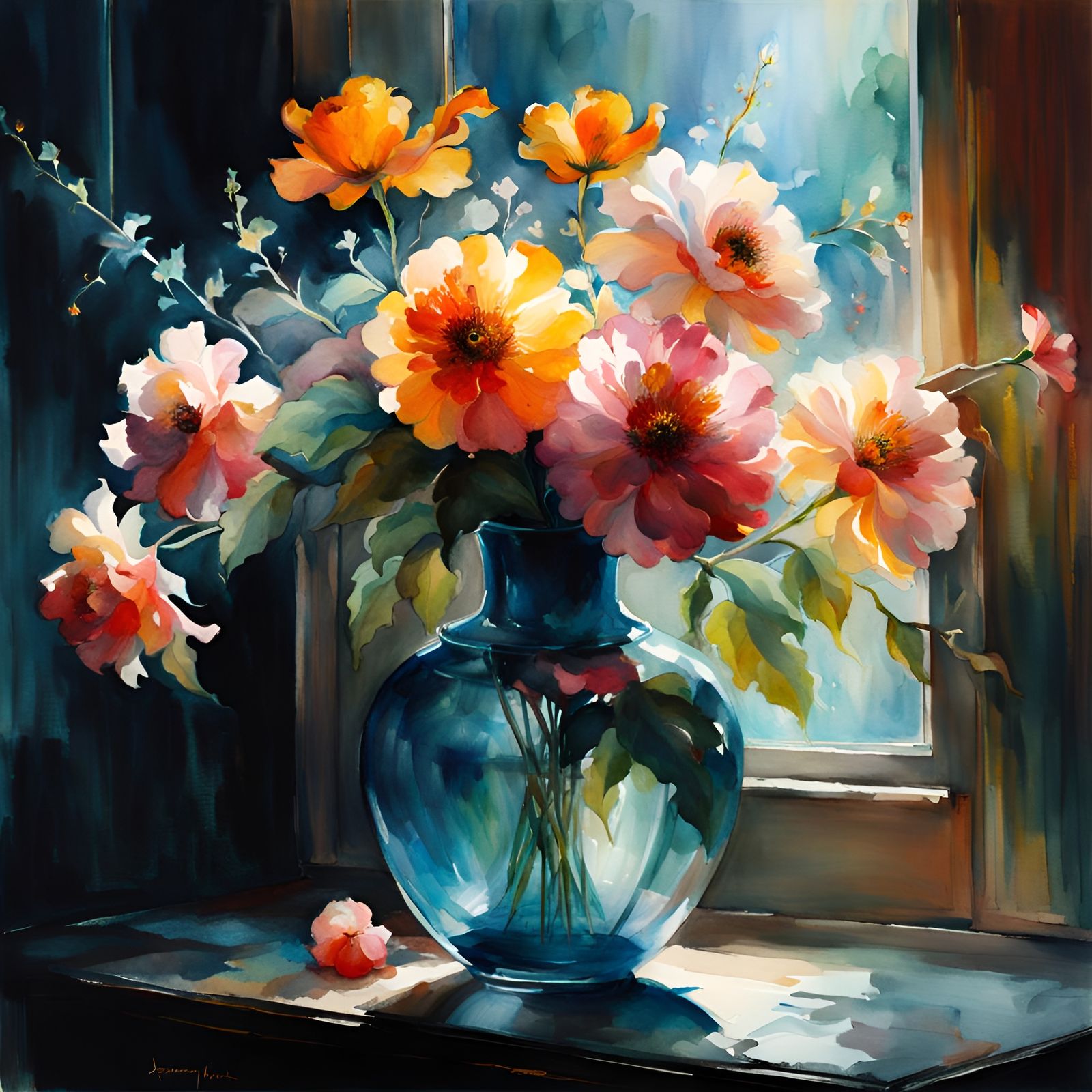 Watercolor Flower Vase