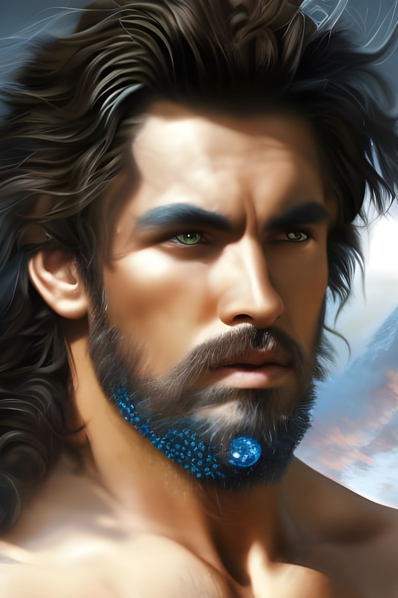 Mesoamerican God Portrait in Digital Painting Style