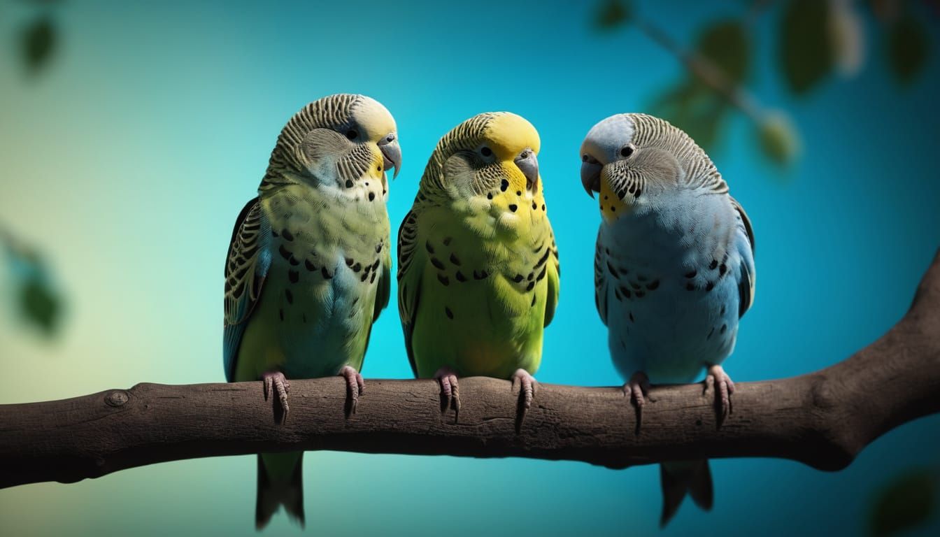 Cinematic Budgerigar Pair on Branch