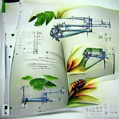 Botanical Illustration in Engineering Drafting Style