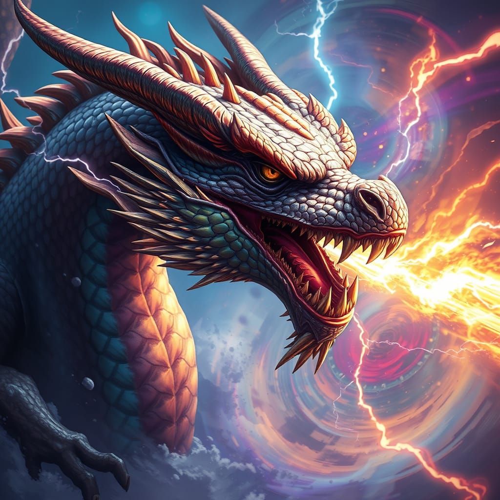 Majestic Dragon Unleashes Electric Fury in Hyperrealistic Ar...
