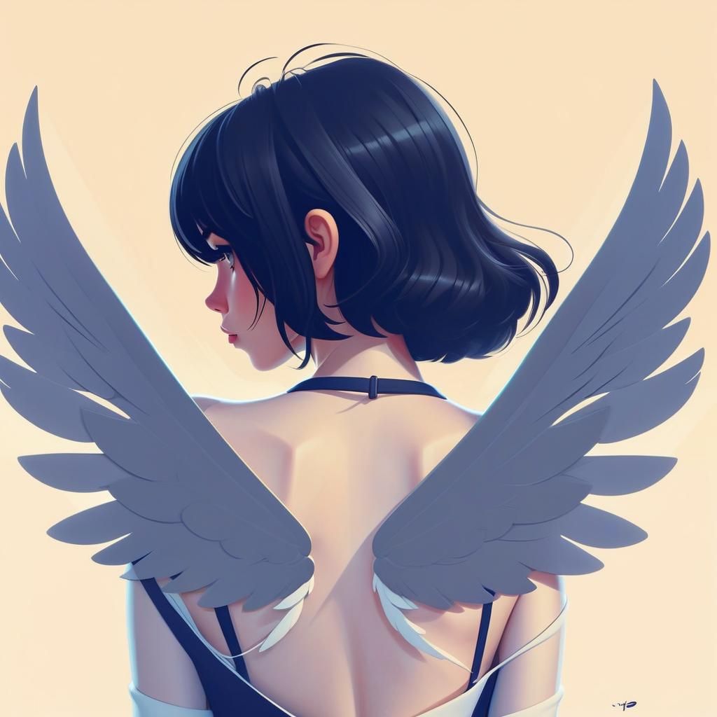 Minimalist Vector Art Angelic Portrait