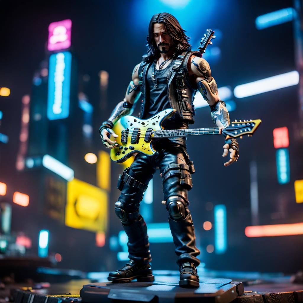 Johnny Silverhand Action Figure in Cyberpunk Night City