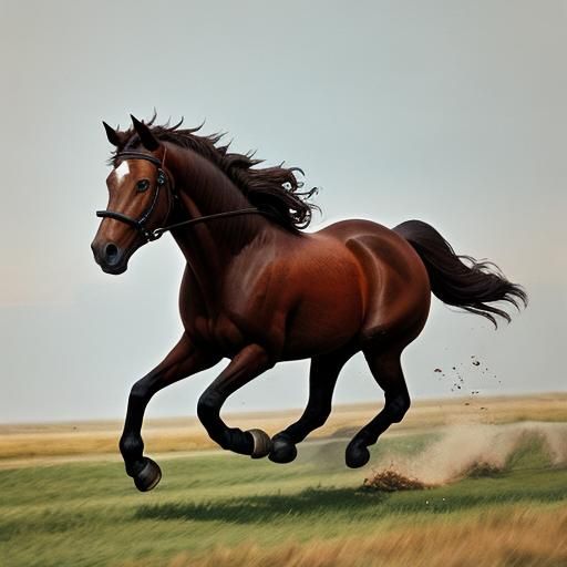 Joyful Brown Horse Running Free