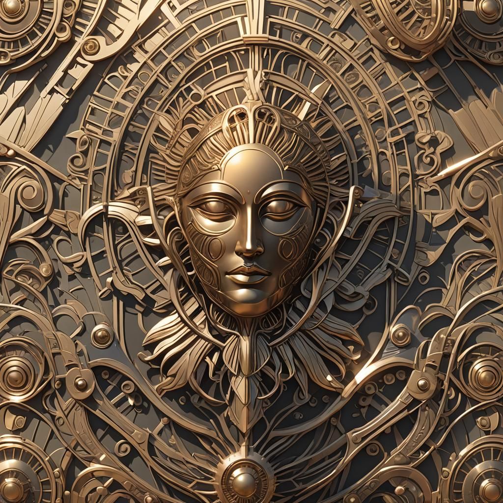 Art Deco Sun with 3D Shading