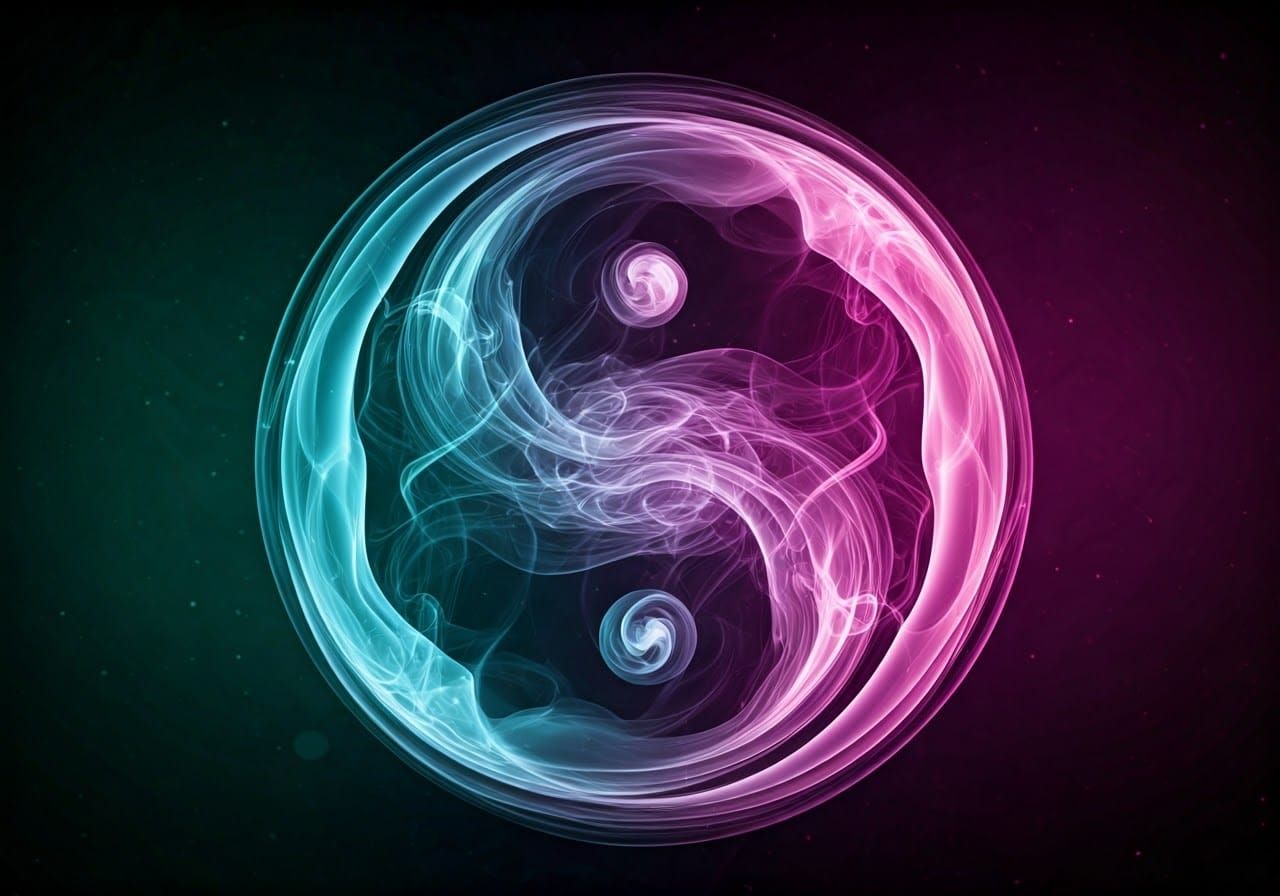 Ethereal Yin-Yang Formed by Dancing Smoke