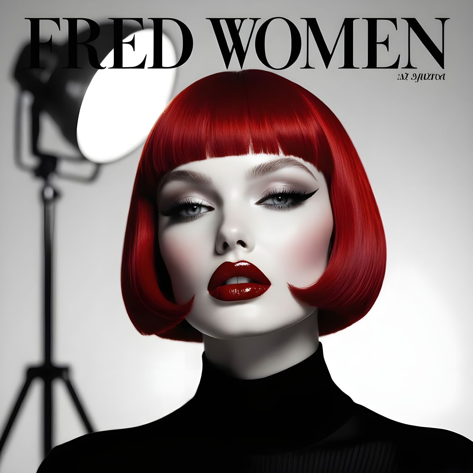 High Fashion Magazine Cover: Model's Lips in B&W