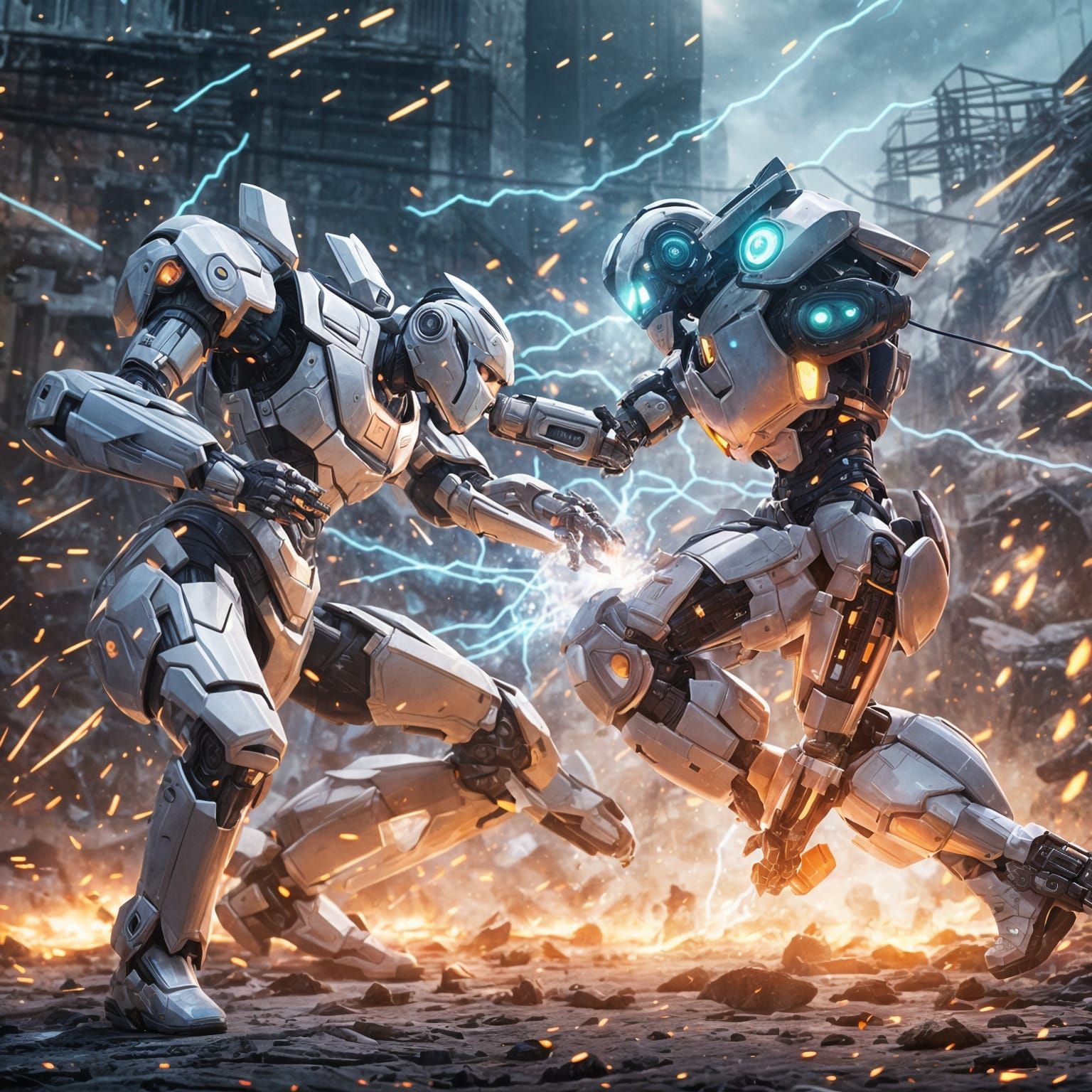 WhatsApp vs Siri Robot Fight in 3D Anime Art