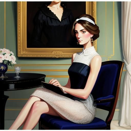 Kate Middleton as Vintage Fashion Illustration