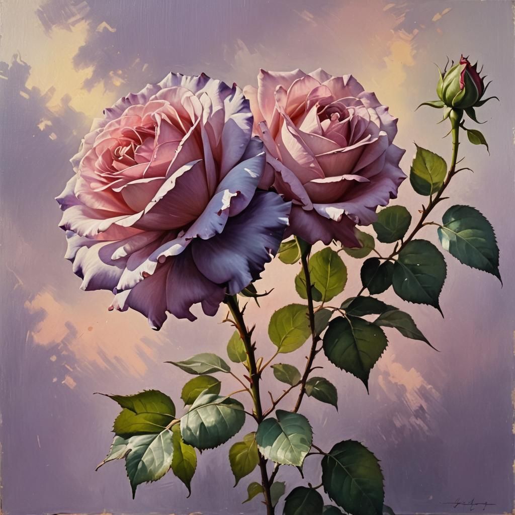 Lilac and pink roses.