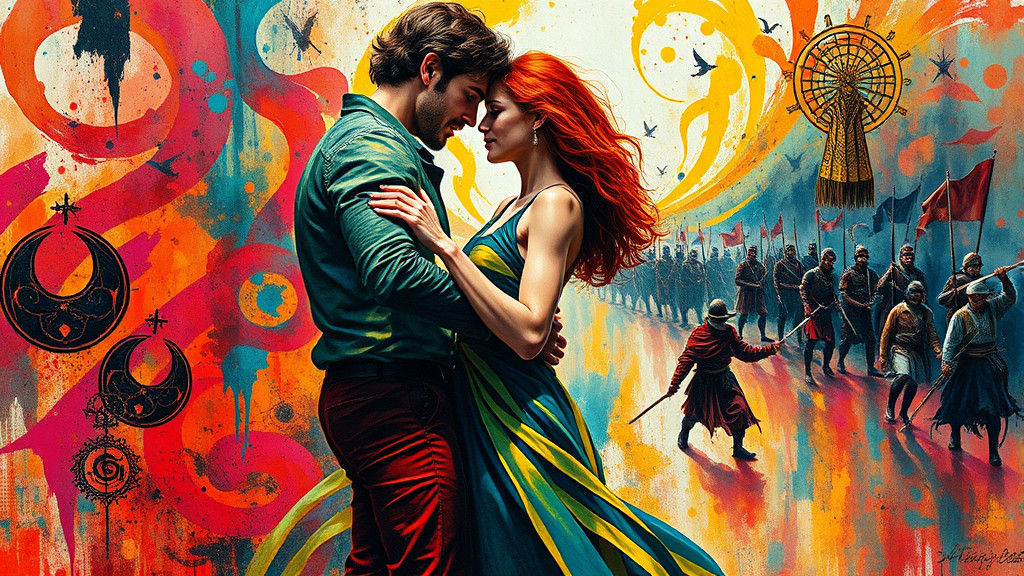 Dynamic Dance in Fluorescent Impasto Style