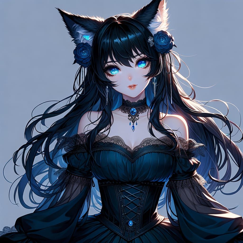 Anime-Inspired Vampire Goddess with Fox Ears